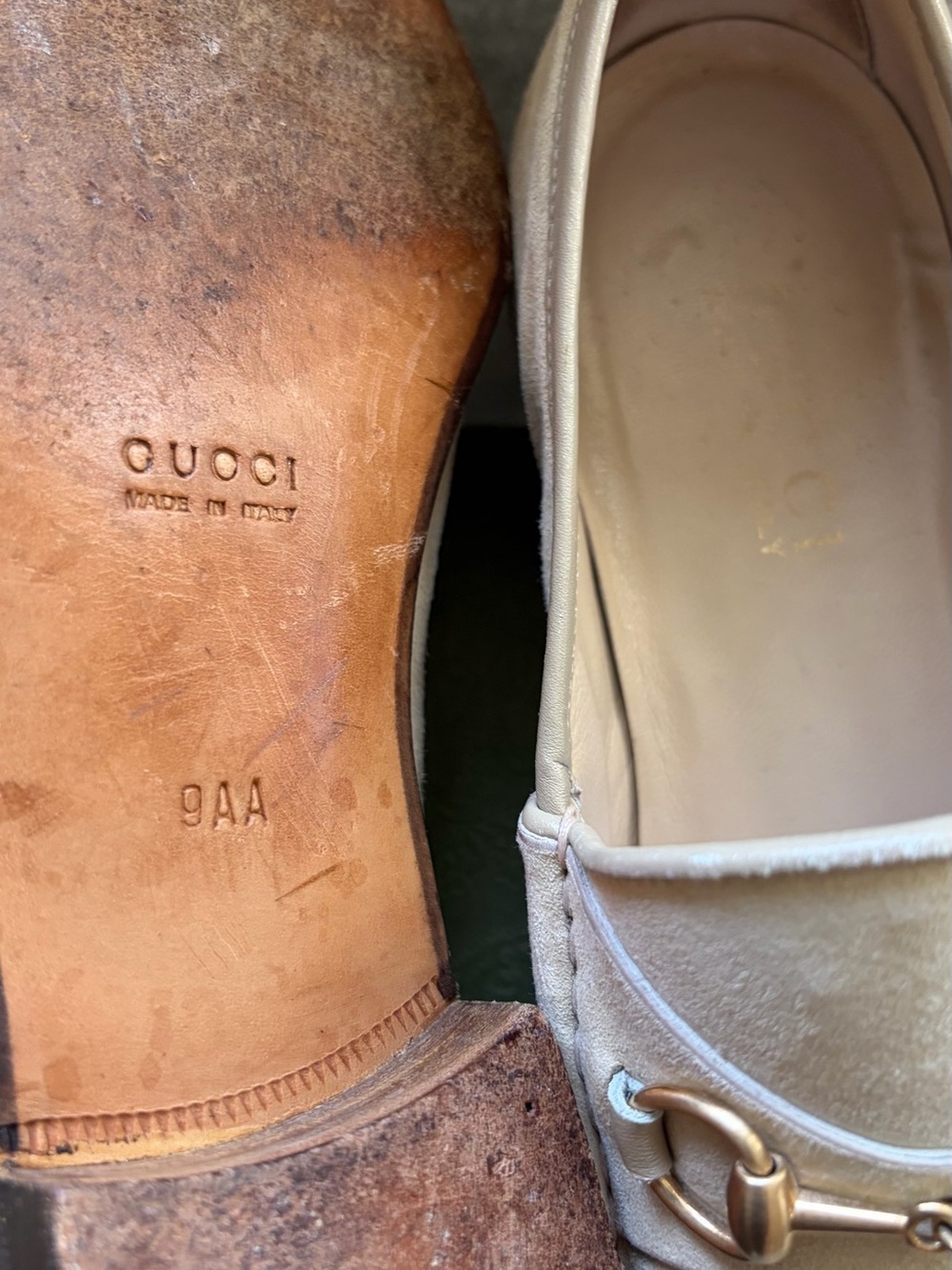 Gucci Beige Suede Horsebit Loafers - Picture 5 of 5